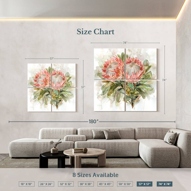 Harnek Pale Protea I, 57" H x 57" W