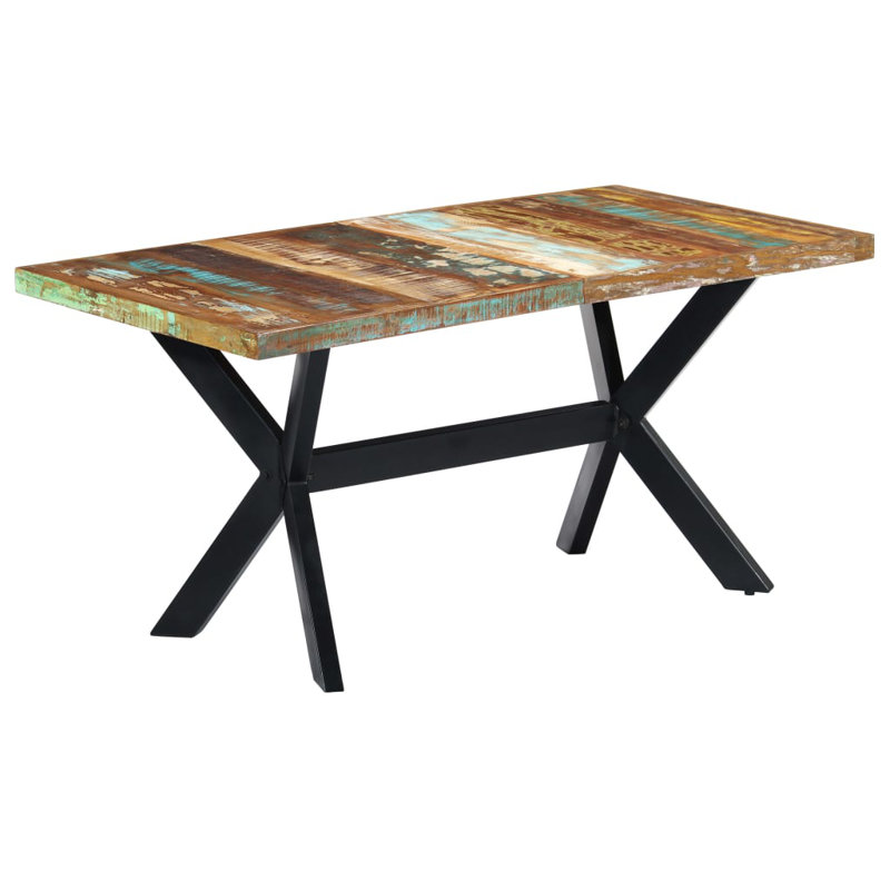 Table de salle à manger, Brun et bleu, L 63 po x l 60 po