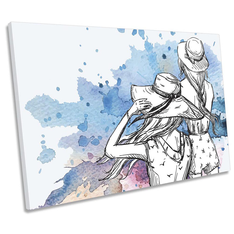 Z2392 Fashion Sketch Watercolour - Wrapped Canvas Art Prints, 81.3cm H x 121.9cm W x 4cm D