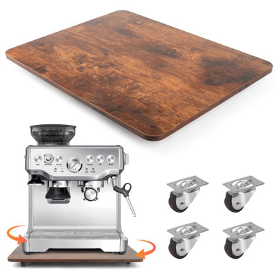 Plateau coulissant pour cafetière, plateau coulissant à 360 ° avec roulettes et plateau coulissant pour cafetière (brun, l 12,5 po x P 16 po)