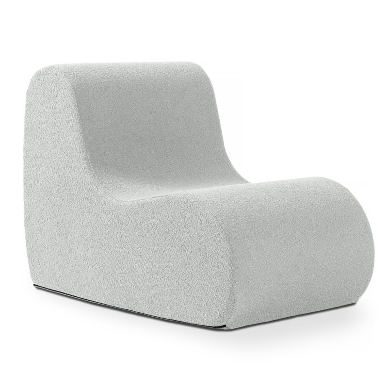 Uptown Modern Armless Accent Chair, Boucle, Silver Boucle