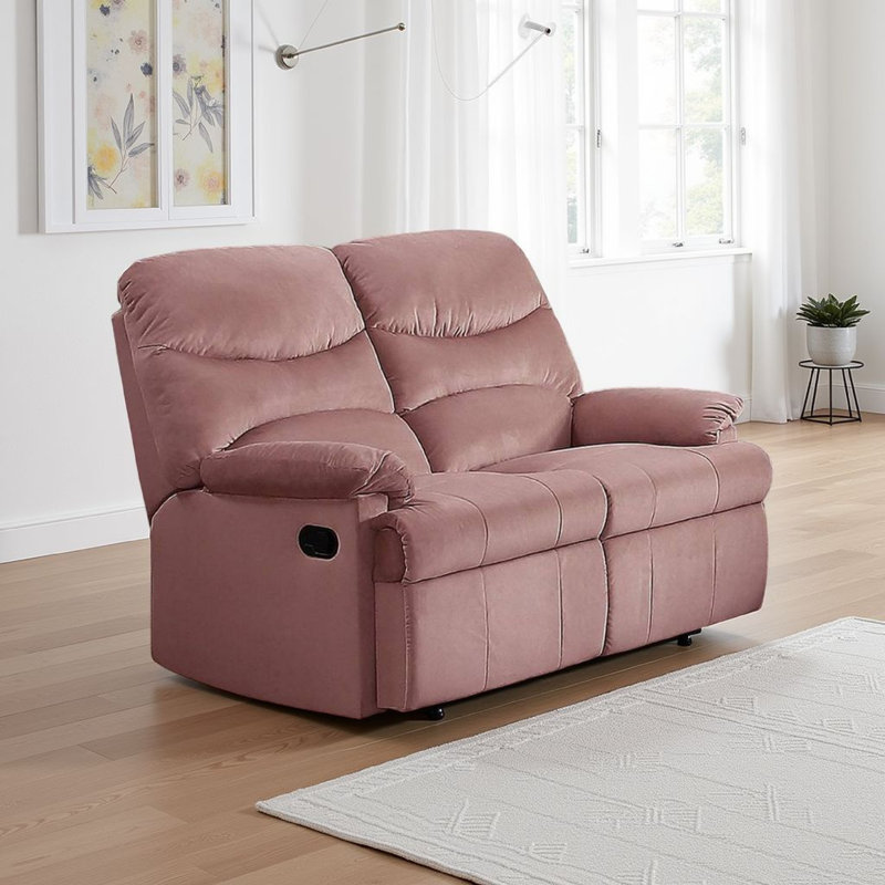 Causeuse inclinable manuelle en velours de 53 po Karry, Rosé