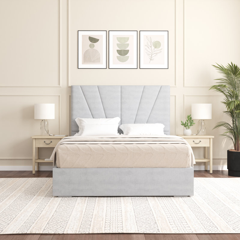 Alahnna Upholstered Bed Frame    , Light Silver, Single (3')