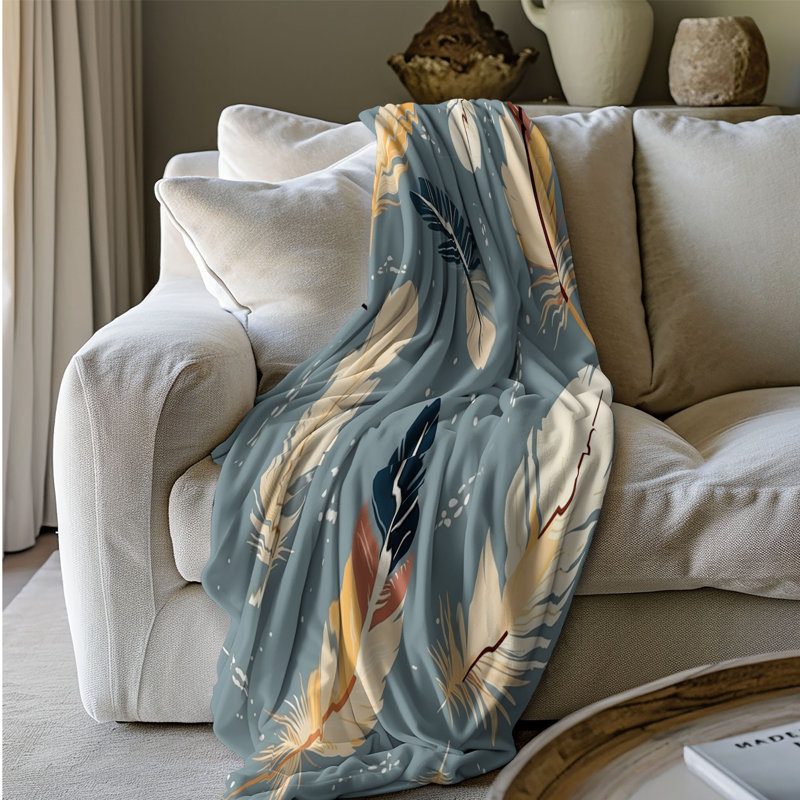 Plumes Boho - couverture de qualité supérieure 1 pièce, Grand lit