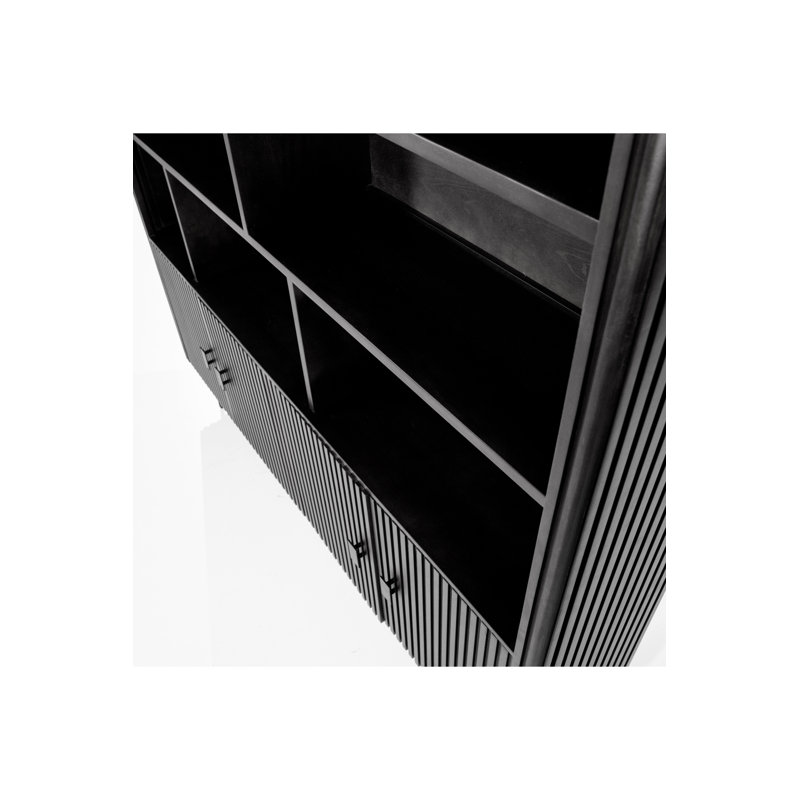 Cabinet Solid Wood Bookcase, Black