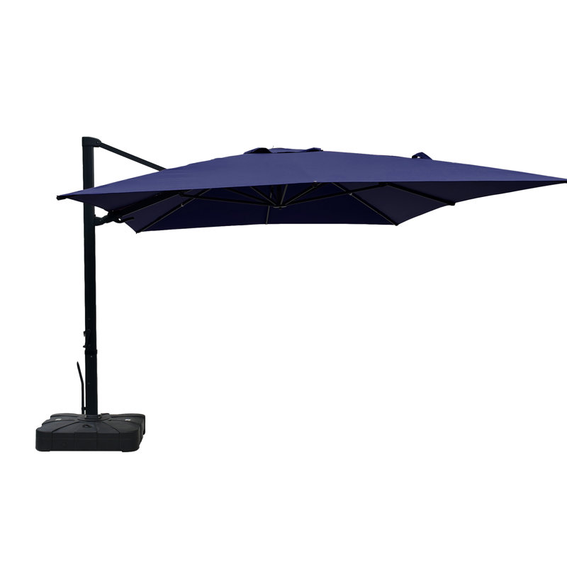 Parasol de patio en porte-à-faux rotatif 10 pi x 10 10 pi avec base, Marine