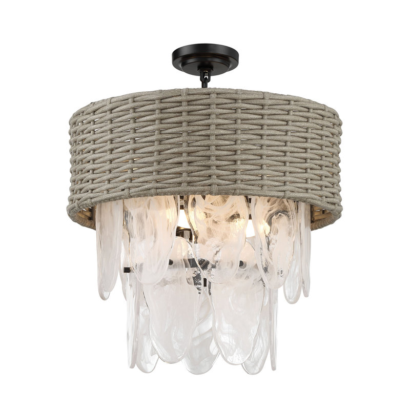 Bayou Breeze Coleeta - 6 lumières à double fixation (luminaire suspendu et semi-encastré) au fini charbon