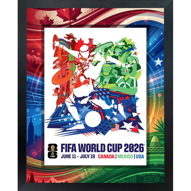Canada / États-Unis / Mexique édition 18 x 22 cadre sous licence officielle de la Coupe du Monde de la Fifa 2026, affiche encadrée 18 x 22 par 