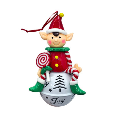 Ornement de Noël lutin sur clochette blanche par F07-N2-39-A2654A