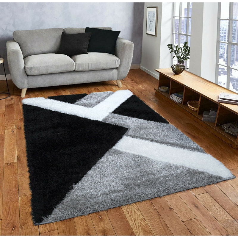 Hunley Geometric Hand Woven Shag Area Rug, Rectangle 80cm x 150cm