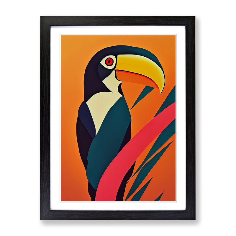 FRM-V0523-2525X Toucan Abstract Vol.3 - Single Picture Frame Print, Black, 64cm H x 46cm W x 2cm D