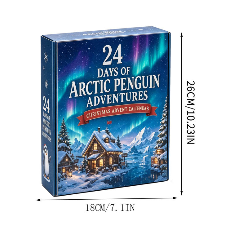 Calendrier de l'Avent 2026 : 24 jours d'aventures de pingouins, avec des jouets pingouins surprises, cadeau de Noël pour enfants et adultes.