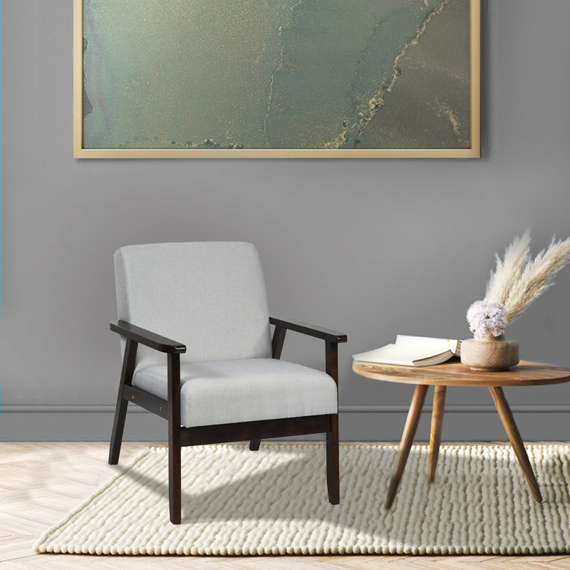 Avanelle Upholstered Armchair, Light Gray 100% Linen
