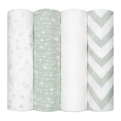Comfy Cubs Muslin Swaddle Blankets (Pack of 4) - 47” x 47”, Soft Cotton, Large Swaddling Wrap