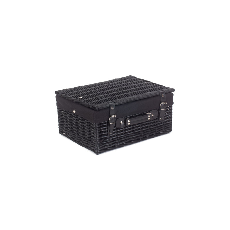 Wicker Hamper Basket with Lining, 19cm H x 41cm W x 30cm D, Black/Black