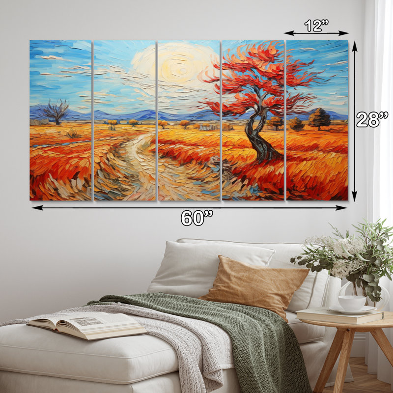 Vangogh Autumn Path III - Vangogh Wall Decor - 5 Equal Panels