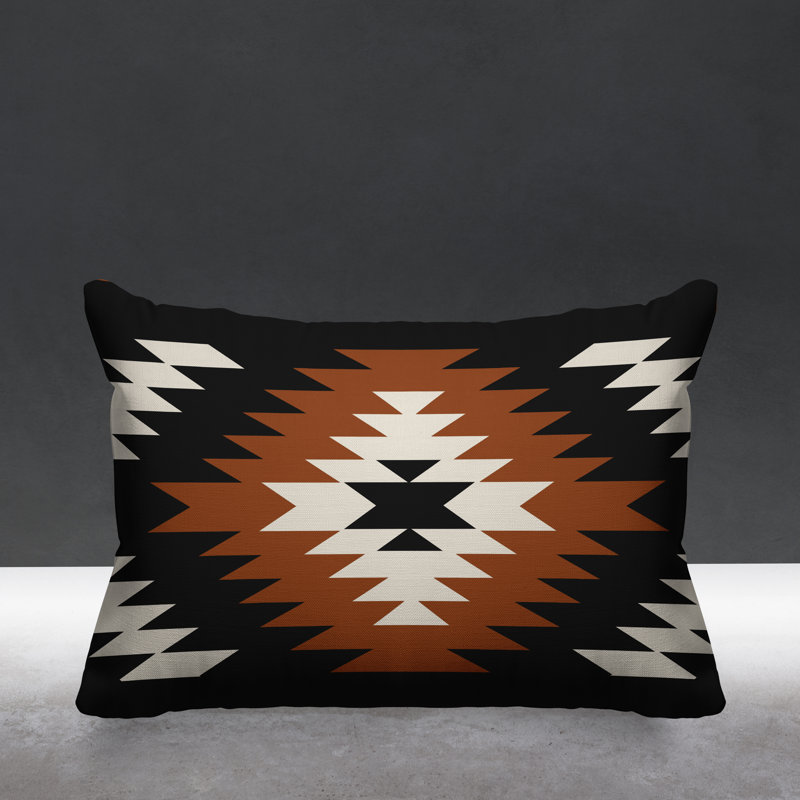 Coussin décoratif intérieur / extérieur Southwestern, Orange brûlé, H 18 po x l 25 po