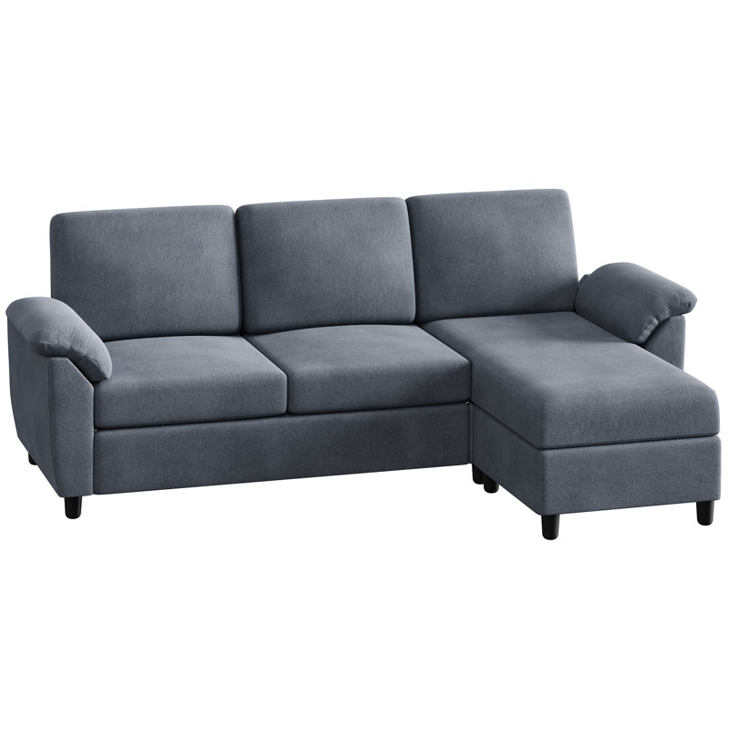 Ashleh 75.8" L-Shaped Sleeper Sofa Bed Sectional, Dark Gray Corduroy