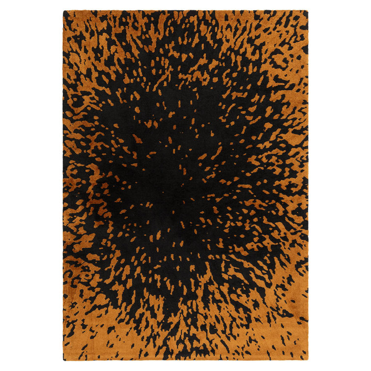 Alaisdair Splash Abstract Black Orange Area Rug
