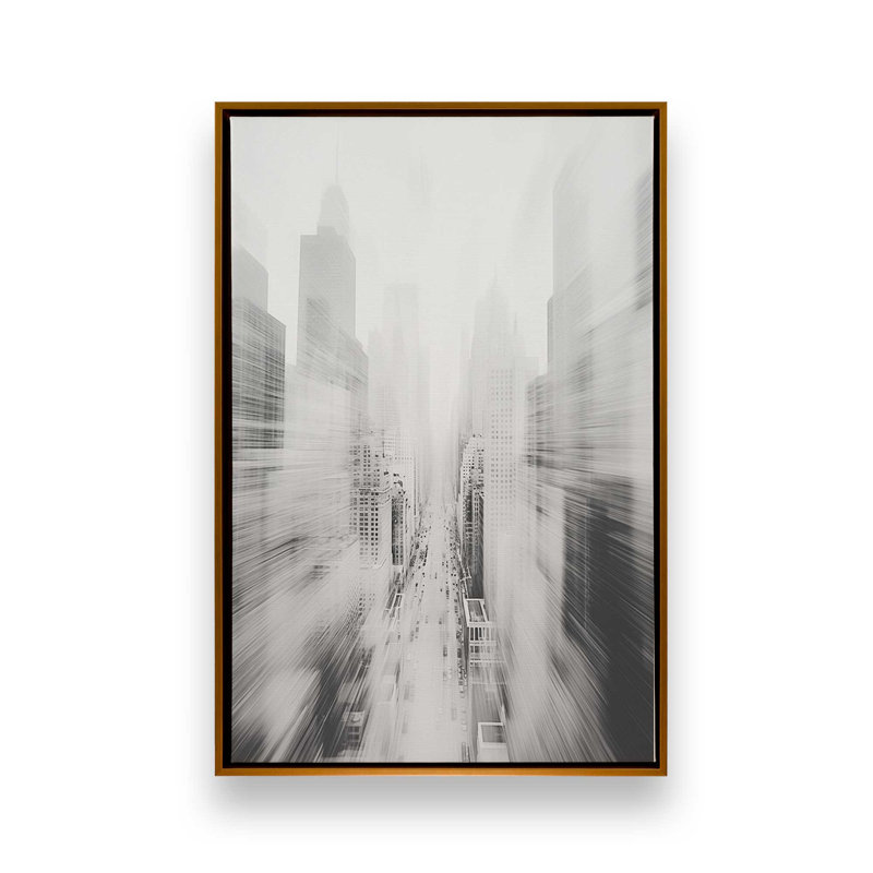 Pulsion urbaine, H 36,75 po x l 24,75 po x P 1,75 po, Cadre flottant or poli