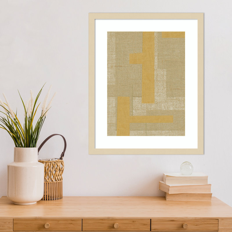 «Ormsby Fabric Pattern Collage No 4» par The Miuus Studio, reproduction d'art encadrée en bois, Brun, H 21 po x l 17 po