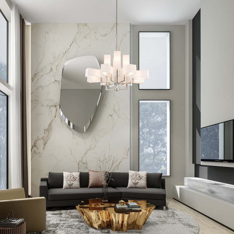 Azil 12 - Light Dimmable Chandelier, Brushed Nickel