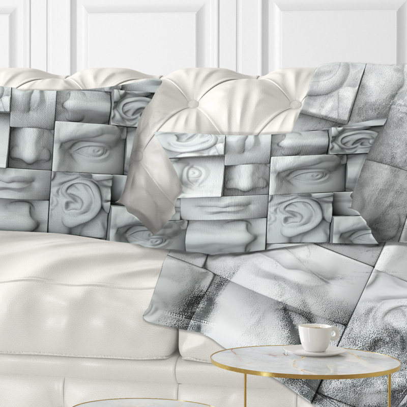 Abstract White Blocks - Abstract Printed Pillow