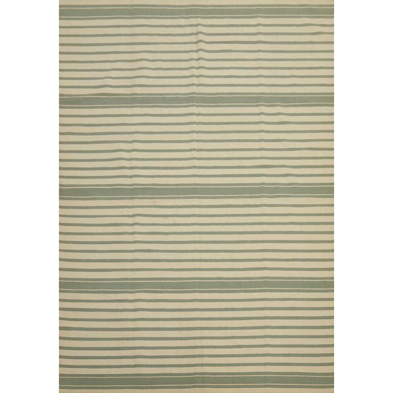 Tapis oriental rayé à tissage plat kilim Durrie 9 x 12