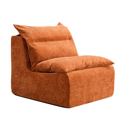 Ergonomic Accent Bean Bag Tv - Comfy For Living Room, Bedroom, Office, Orange, Single Seat Chair Seat, Orange