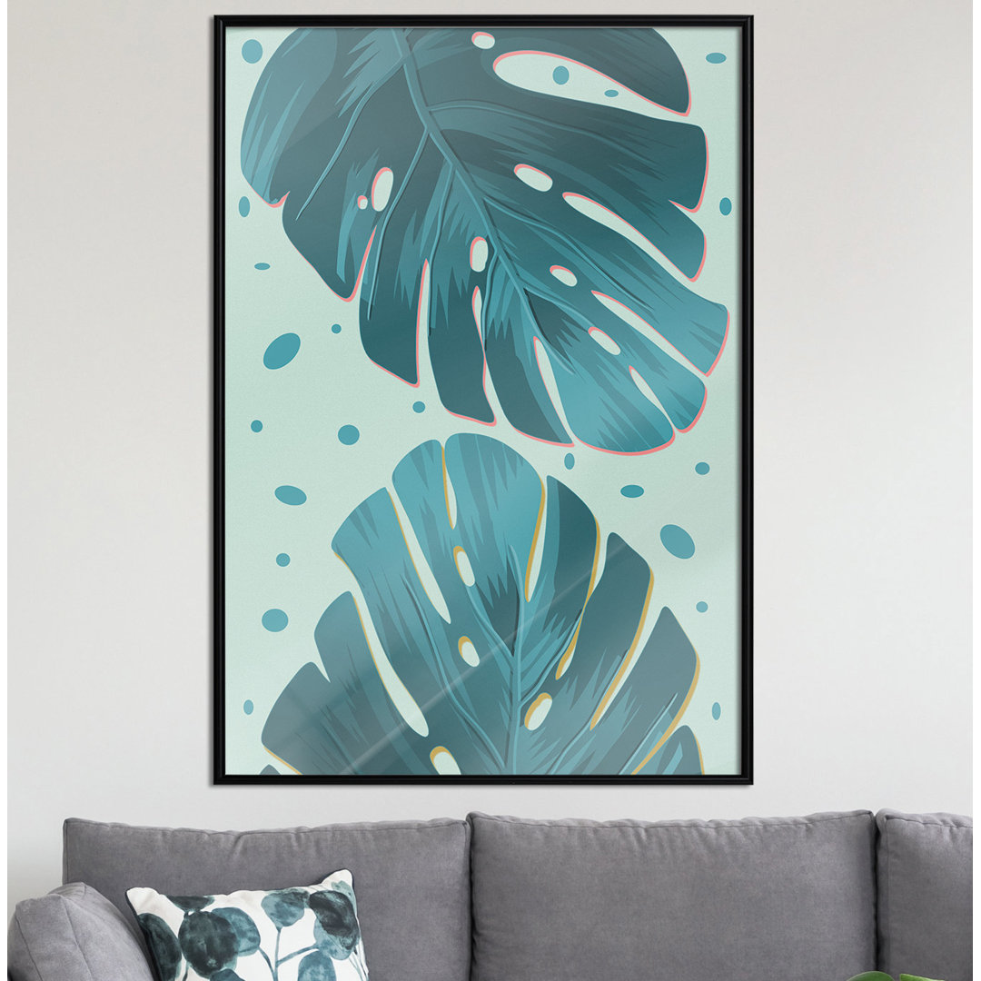 Gerahmter Grafikdruck Pastel Monstera Leaves