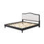 Très grand lit plateforme avec tête de lit tapissier - Mobilier de chambre à coucher, structure et tissu noirs-1476004955-1476004958