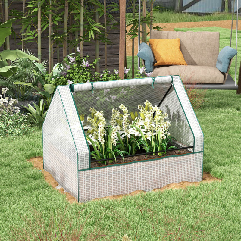 49.25" W x 37.5" D Mini Greenhouse,wood, White/Brown