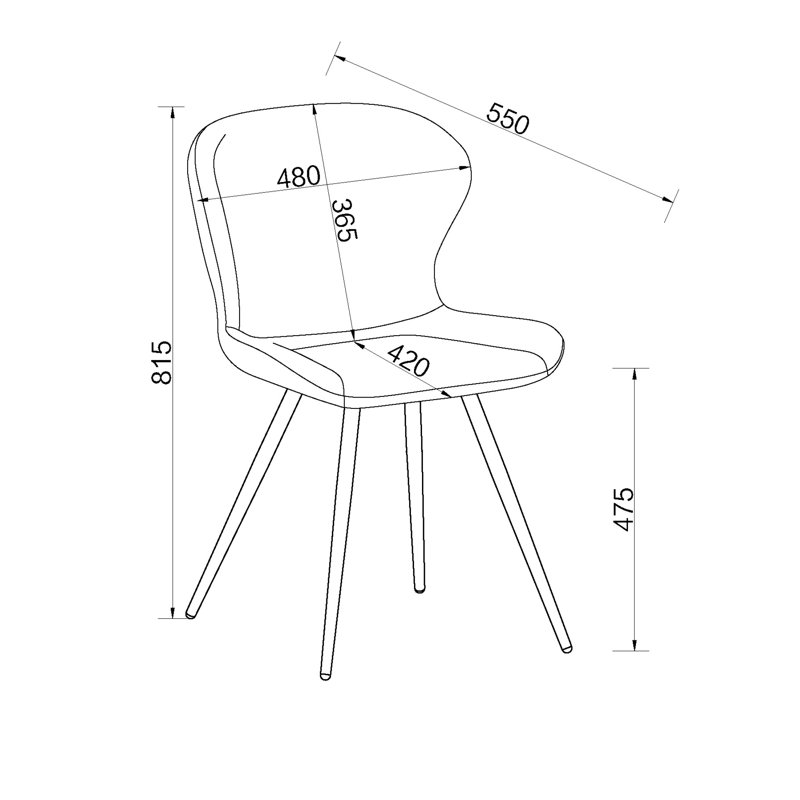 ARLO UPHOLSTERED SCOOP BACK DINING CHAIR - VINTAGE FAUX LEATHER - BLACK SAND POWDER COATED LEGS - (PAIR), Olive