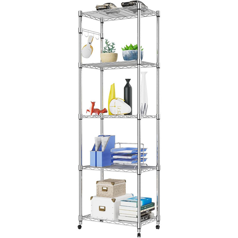 Rayonnage 5 tablettes Reasor, Argent argent