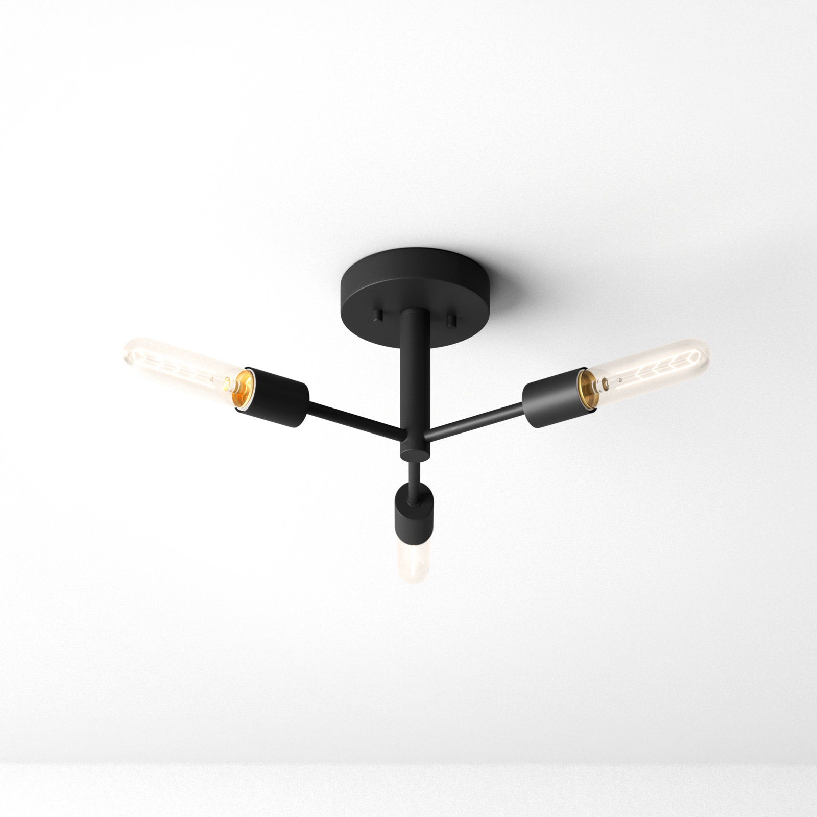 Leto 13" 3-Light Semi Flush Mount, Midnight Black