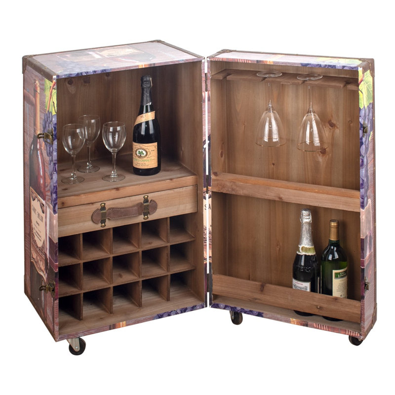 Denyel Cabinet/Enclosed Storage Wine Bottle Rack Brown
