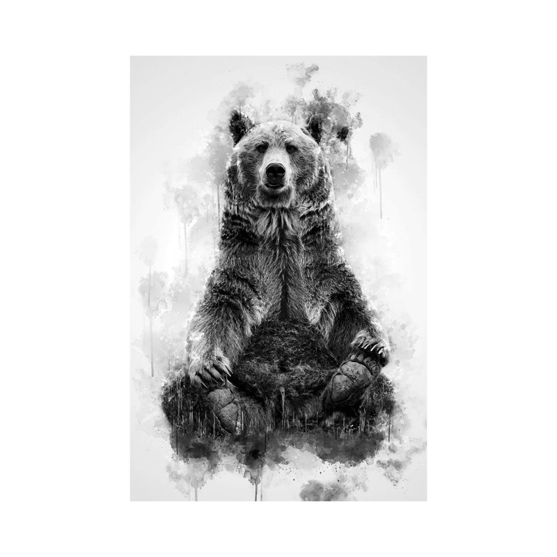 Ours brun noir et blanc, H 12 po x l 8 po x P 0,75 po