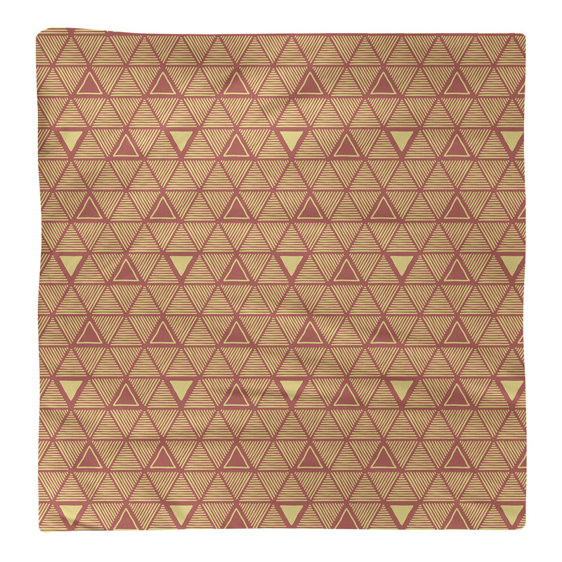 Serviette de table en coton à triangles dessinés à la main, Rouge/jaune, H 0,1 po x l 10 po x P 10 po