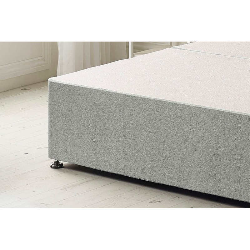 Faydra Tweed Fabric Solid Top Divan Bed Frame No Headboard, No Drawer, Kingsize (5'), Grey