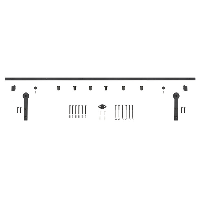 Ensemble de quincaillerie de porte de grange simple standard standard, 96 po, Noir