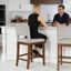 Ensemble de 3 tabourets de bar, tabourets de bar rembourrés à hauteur de comptoir, tabourets de comptoir modernes avec pieds en bois pour îlot de cuisine, brun