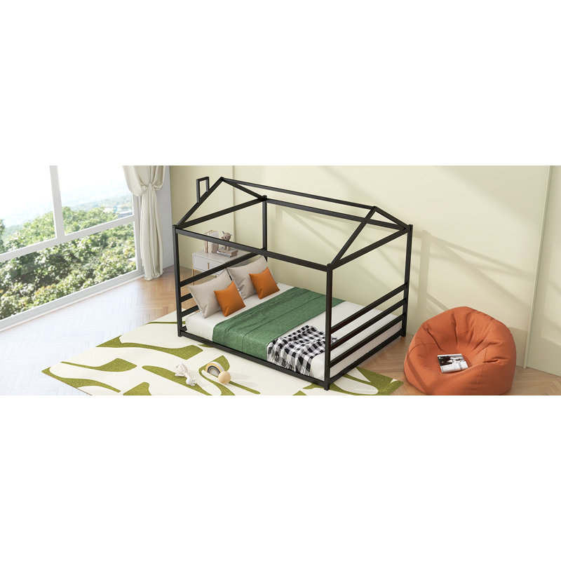Lit plateforme en métal, grand lit, noir