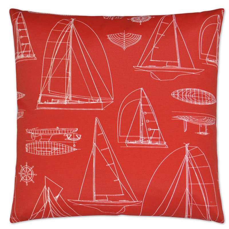 Sailing Square Indoor/Outdoor Pillow Cover & Insert, Red