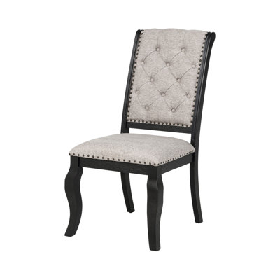 Chaise d'appoint de salle à manger l 22,4 po, brun clair / noir vieilli