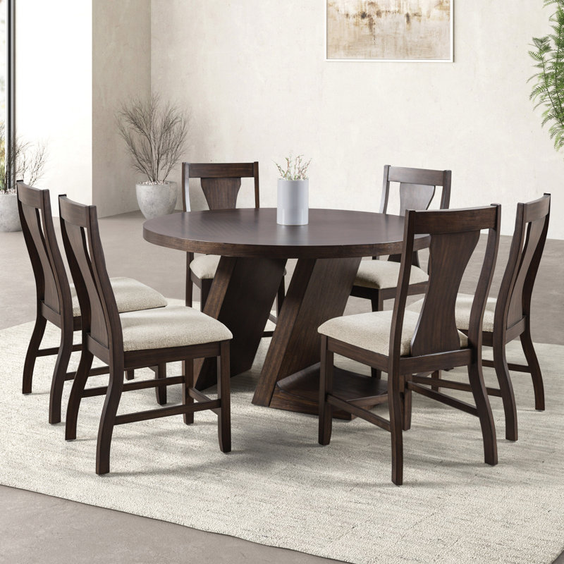 Ensemble de table de salle à manger Geidi, 7 pièces : table, 6 chaises