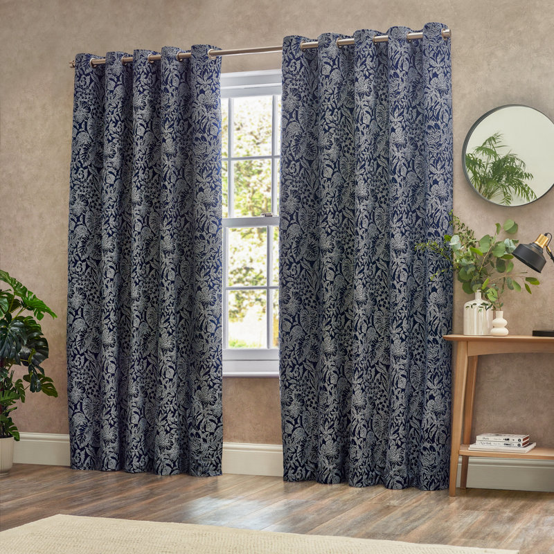 Bali Room Darkening Curtain Pair, Blue, 168 W x 183 D cm