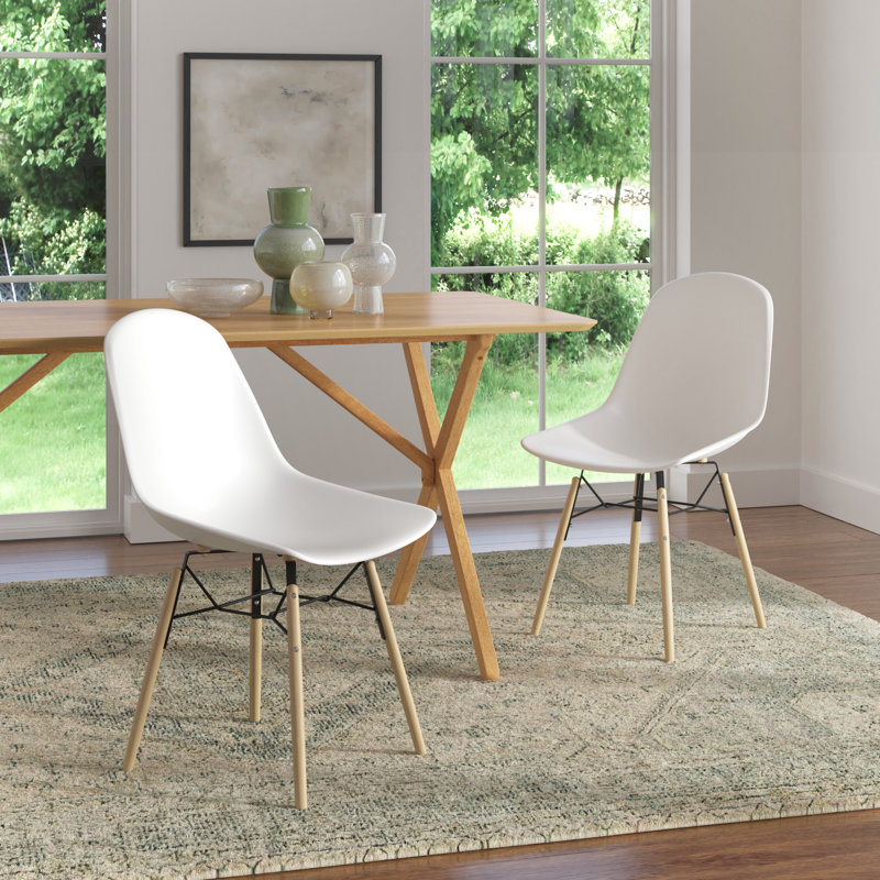 17'' H Metal Side Chair, White, Natural