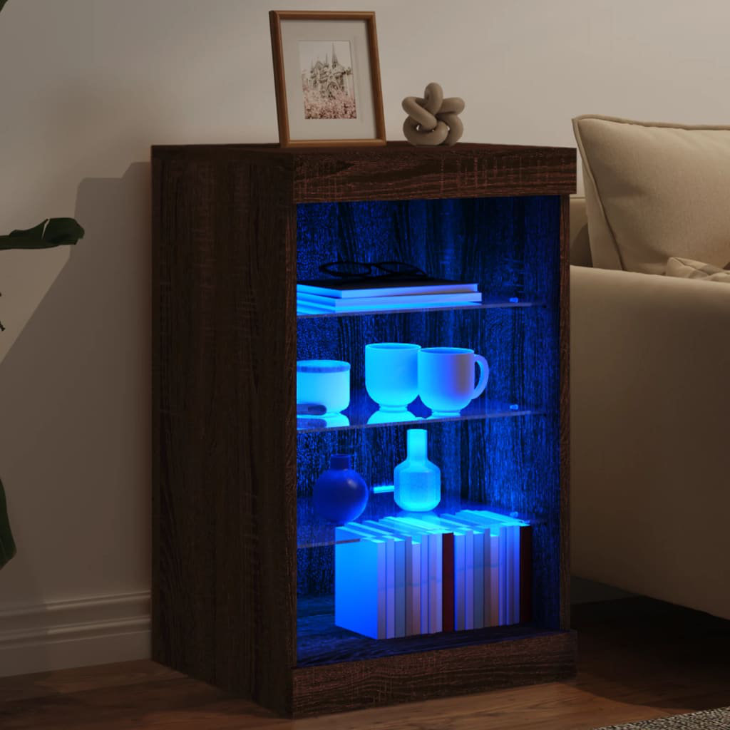 Vidaxl Sideboard Mit LED-Leuchten Räuchereiche 41X37x67 Cm