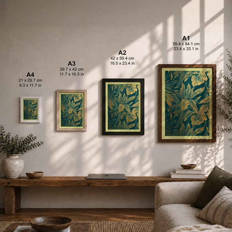 Golden Garden Botanical - Framed Print, A3 - 42.0 x 29.7 cm, Unframed