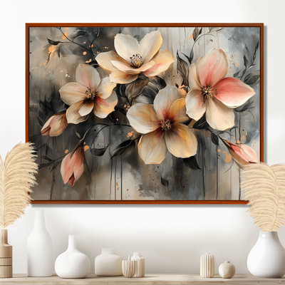 Gloden Symphony of Abstract Fuschia Flowers II - Fuschia, art mural